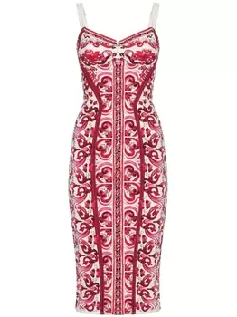 Dolce & Gabbana платье-корсет с принтом Majolica, красный