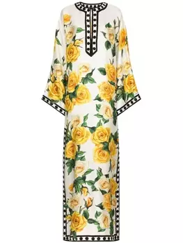 Dolce & Gabbana платье макси с цветочным принтом, белый