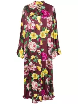 Dolce & Gabbana платье макси с цветочным принтом, красный
