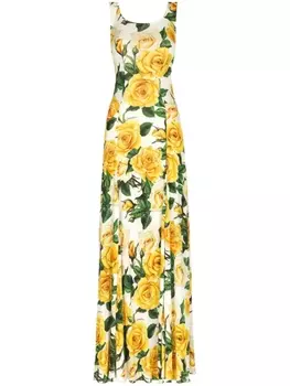 Dolce & Gabbana платье макси с принтом, белый