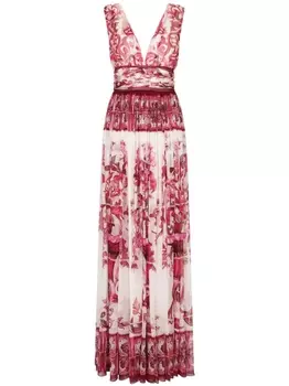 Dolce & Gabbana платье макси с принтом Majolica, красный
