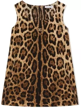 Dolce & Gabbana платье миди Interlock с леопардовым принтом, коричневый