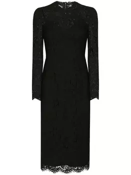 Dolce & Gabbana платье миди из цветочного кружева, черный