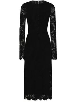 Dolce & Gabbana платье миди из цветочного кружева, черный