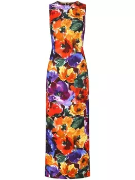 Dolce & Gabbana платье миди с абстрактным принтом, оранжевый