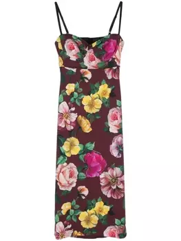 Dolce & Gabbana платье миди с цветочным принтом, красный