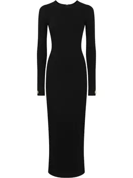 Dolce & Gabbana платье миди с длинными рукавами и логотипом, черный