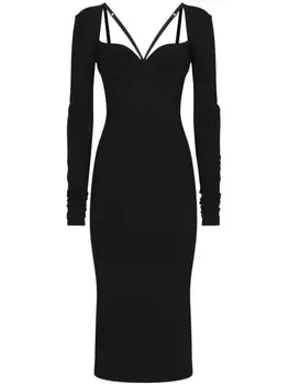 Dolce & Gabbana платье миди с длинными рукавами, черный