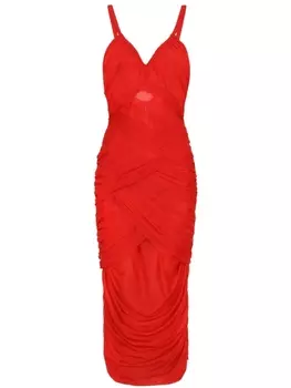 Dolce & Gabbana платье миди с драпировкой, красный
