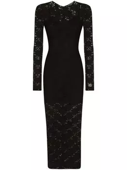 Dolce & Gabbana платье миди с кружевными вставками, черный