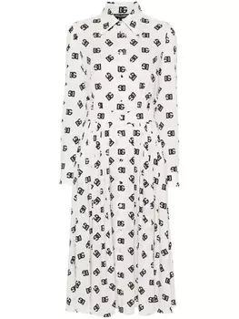 Dolce & Gabbana платье миди с логотипом, белый