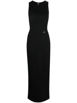 Dolce & Gabbana платье миди с логотипом, черный