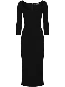 Dolce & Gabbana платье миди с логотипом, черный
