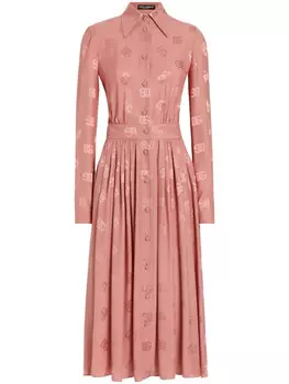 Dolce & Gabbana платье миди с монограммой, розовый