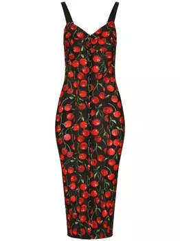 Dolce & Gabbana платье миди с принтом, черный