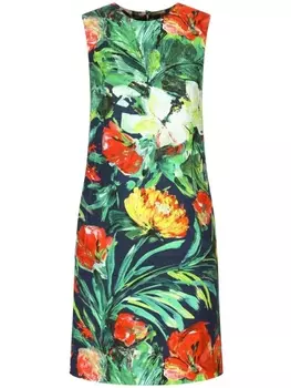 Dolce & Gabbana платье миди с принтом Bloom, зеленый
