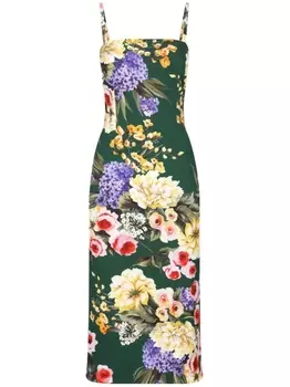 Dolce & Gabbana платье миди с принтом Garden, зеленый