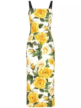 Dolce & Gabbana платье миди с принтом, белый