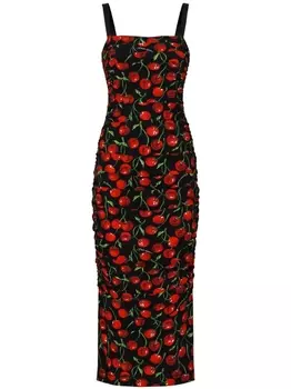 Dolce & Gabbana платье миди с принтом, черный