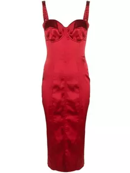 Dolce & Gabbana платье миди с вырезом в форме сердца, красный