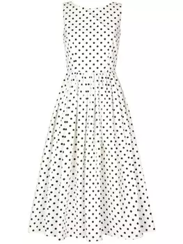 Dolce & Gabbana платье миди в горох, белый