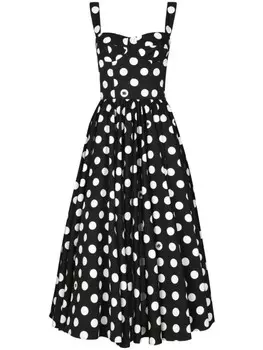 Dolce & Gabbana платье миди в горох, черный