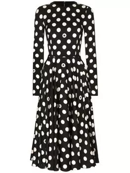 Dolce & Gabbana платье миди в горох, черный