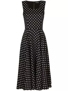 Dolce & Gabbana платье миди в горох, черный
