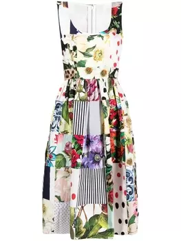Dolce & Gabbana платье миди в технике пэчворк, белый