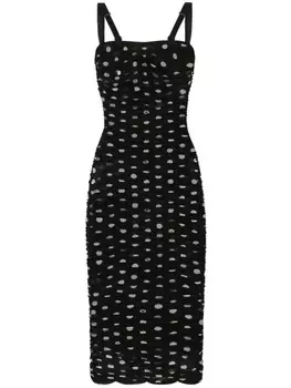 Dolce & Gabbana платье мини из тюля в горох, черный