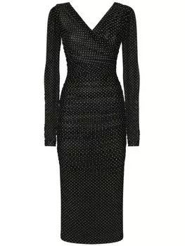 Dolce & Gabbana платье мини из тюля в горох, черный