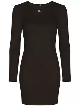 Dolce & Gabbana платье мини Milano в рубчик с логотипом DG, черный