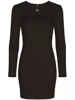Dolce & Gabbana платье мини Milano в рубчик с логотипом DG, черный
