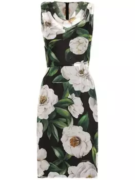 Dolce & Gabbana платье мини с цветочным принтом, черный