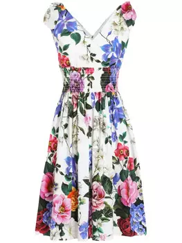 Dolce & Gabbana платье мини с цветочным принтом, белый