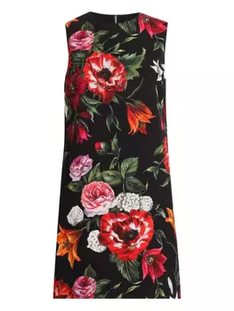 Dolce & Gabbana платье мини с цветочным принтом, черный