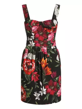 Dolce & Gabbana платье мини с цветочным принтом, черный