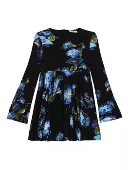 Dolce & Gabbana платье мини с длинными рукавами и цветочным принтом, черный