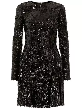 Dolce & Gabbana платье мини с длинными рукавами и пайетками, черный