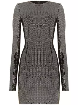 Dolce & Gabbana платье мини с длинными рукавами и пайетками, серебристый