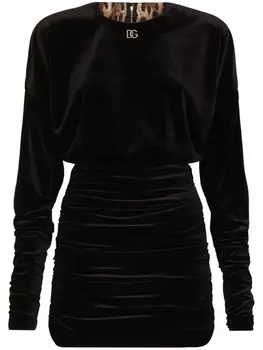Dolce & Gabbana платье мини с драпировкой и логотипом DG, черный