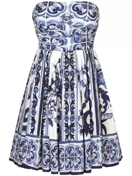 Dolce & Gabbana платье мини с принтом Majolica, синий