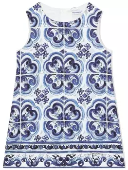 Dolce & Gabbana платье мини с принтом Majolica, синий