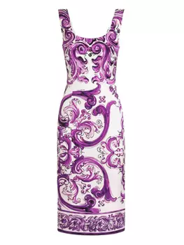 Dolce & Gabbana платье мини с принтом Maiolica, белый