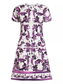 Dolce & Gabbana платье мини с принтом Majolica, фиолетовый