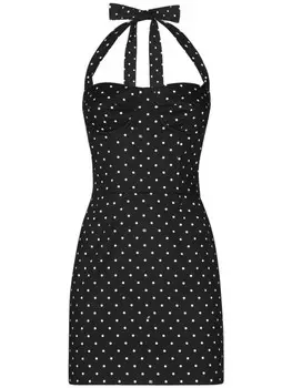 Dolce & Gabbana платье мини в горох, черный