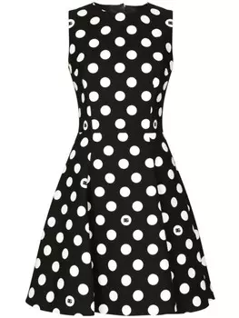 Dolce & Gabbana платье мини в горох, черный