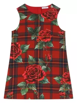 Dolce & Gabbana платье мини в клетку тартан, красный