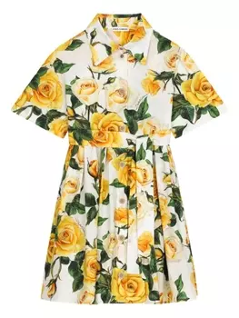 Dolce & Gabbana платье-рубашка с цветочным принтом, нейтральный цвет
