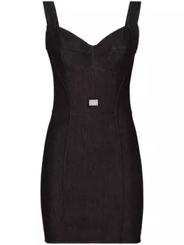 Dolce & Gabbana платье с бюстье и логотипом, черный
